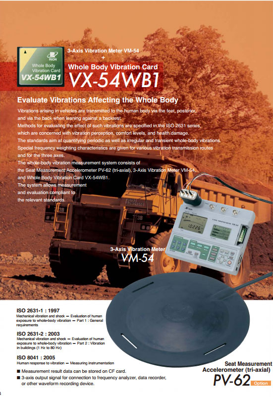 RION VM-54: Vibrometro con opzione VX-54WB1 per misure corpo intero